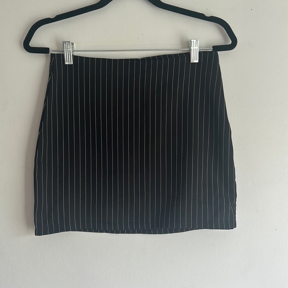 pinstripe mini skirt